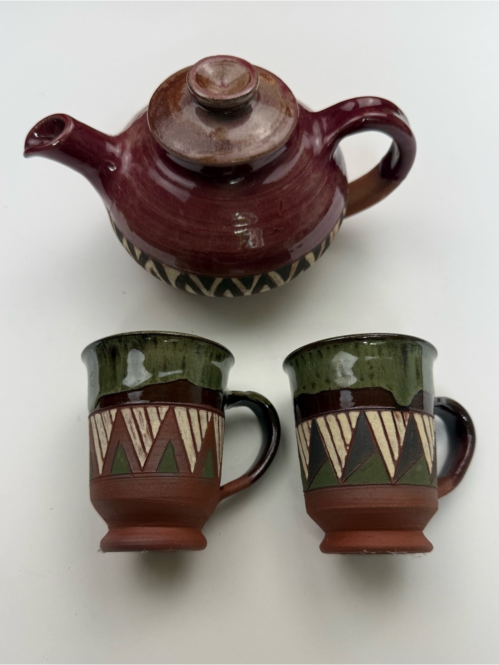 GABANE POTTERY Tea Pot and Cups